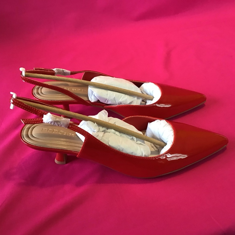 BCBGeneration Red Slingback Kitten Heels - Picture 7 of 8